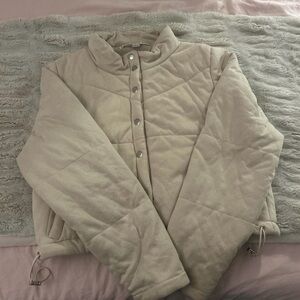 Women's Cream Suede Quilted Jacket